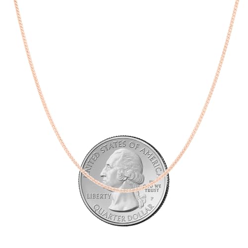 Savlano 925 Sterling Silver 1MM Curb Chain Necklace - 18K Gold Plated Adjustable Bolo 14-24 Inch Link Chain for Women Comes with a Gift Box - Made in Italy - color: Silver Rose Gold Plated