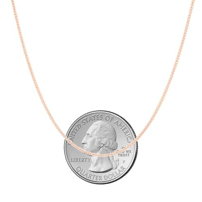 Savlano 925 Sterling Silver 1MM Curb Chain Necklace - 18K Gold Plated Adjustable Bolo 14-24 Inch Link Chain for Women Comes with a Gift Box - Made in Italy - color: Silver Rose Gold Plated