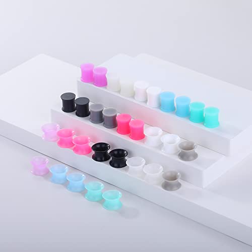 Juway Oveta Ear Gauges for Ear Silicone Ear Plugs Soft Flexible Silicone Gauge Saddle Silicone Ear Plugs and Tunnels 6mm-20mm(16 Pairs) - color: 32PCS(00G)