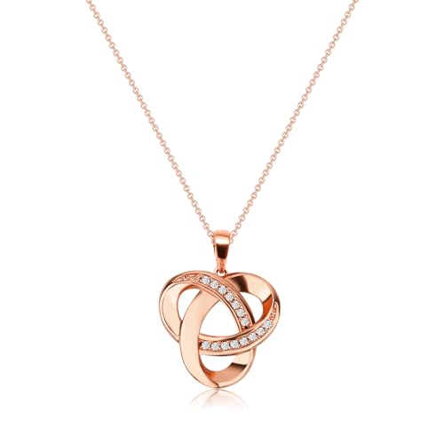 Love Knot Necklace, Sterling Silver Diamond Accent Love Knot Pendant Necklace, Forever Love Knot Infinity Necklace for Women - color: Rose Gold