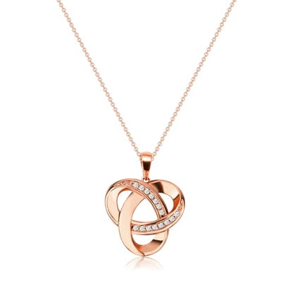 Love Knot Necklace, Sterling Silver Diamond Accent Love Knot Pendant Necklace, Forever Love Knot Infinity Necklace for Women - color: Rose Gold