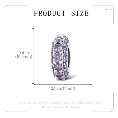 KEQ 925 Silver Spacer Stopper Bead Charms Clearance for Pandora Bracelets Birthstone CZ Always Stopper Birthday Gifts for Mom Grandmom Granddaughter Wife Sisters Friends - color: Purple(2 Pcs)
