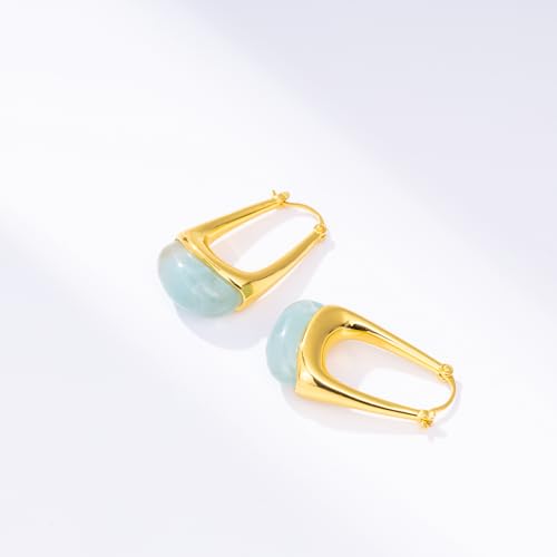 Acrylic Gold Hoop Earrings Chunky Statement Dangle Drop Huggie Earring Colorful Resin Jewelry for Women - color: Teal