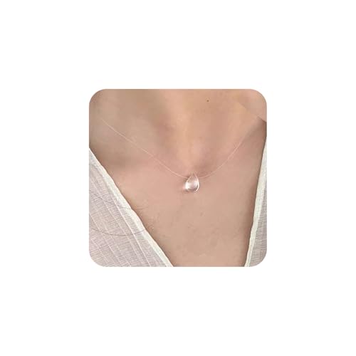 Clear Crystal Water Drop Necklace and Teardrop Earrings Set, Minimalist Glass Raindrop Jewelry for Women