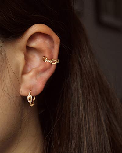 Cubic Zirconia Huggie Earrings 14k Gold Plated Tiny Earrings Small Huggie Hoop Earrings Simple Lightweight Hoops Gift for Women - color: small hoop