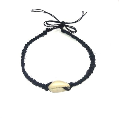 Shell Hemp Anklet - color: Black