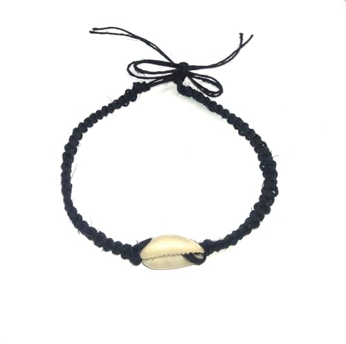 Shell Hemp Anklet - color: Black