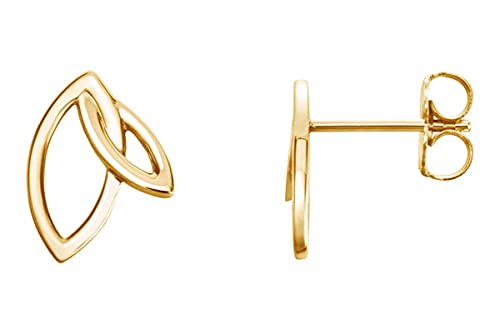 AFFY 14K Gold Plated 925 Sterling Silver Plain Minimalist dainty Stud Earrings Jewelry For Her Women Birthday Gift - color: Double Leaf