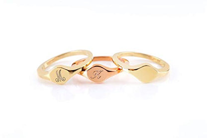 Women Round Signet Ring in Solid Gold 9K, 14K, & 18K, Personalized Chevalier, Custom Initial Engraved Ring, Personalized Birthday Gift, RN330
