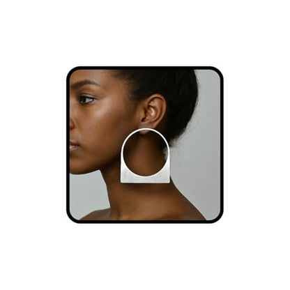 Large Chunky Gold Hoop Earrings for Women – Expensive Hollow Geometric Stainless Steel Statement Dangle Earrings with Textured Big Circle Design, Modern Metallic Fashion Jewelry Gift - color: Silver