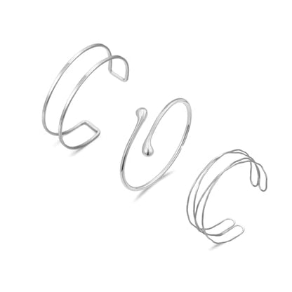 Arm Cuff for Women Layered Armlet Open Adjustable Arm Cuff Gold Silver Upper Arm Cuff Bracelet Minimalist Armband Trendy Jewelry - color: 3Pcs Silver