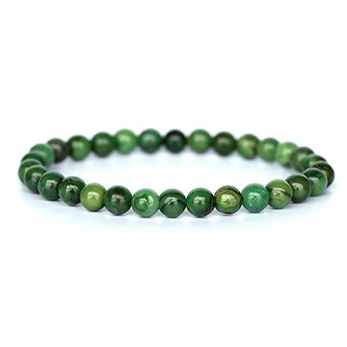 Angelstones Gemstones 6mm Round Beads Healing Crystal Bracelet for women | Natural Gemstone, Handmade Gifts for Women, Healing Crystal Round Beaded Stretch Bracelets, Unisex Jewelry for Women and Men - color: African Serpentine