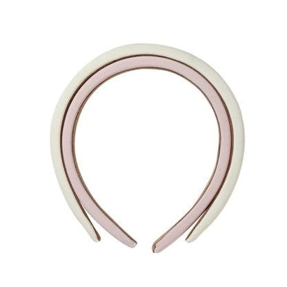 Scunci All Day Hold Padded Headbands for Women & Girls – Soft & Comfortable No-Slip Hairbands for Styling & Everyday Wear, Chic Pink & Off-White, 2-Pack