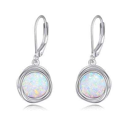 FreshWater Pearl Dangle Earrings 925 Sterling Silver Lapis lazuli Turquoise Larimar Opal Black Pearl Leverback Earrings for Women Birthday Hypoallergenic - style: opal earrings