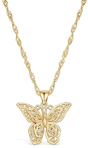SHINYY Butterfly Pendant Necklace for Women 18K Stainless Steel Charm Bracelet Jewelry Gift for Her - color: Gold