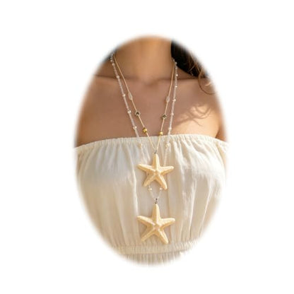 4 Pcs Starfish Necklace Sets, White Beachy Jewelry for Women | Summer Nautical Ocean Themed Party Favors, Coastal Vacation Travel Gifts