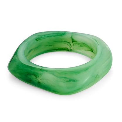Chunky Acrylic Bangles Bracelets For Women Geometric Acrylic Resin Acetate Mottled Wide Bangle Bracelet Statement Colorful Bangles for Party - color: 03-green bangle