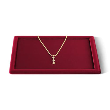 Velvet Jewelry Display Tray for Ring Earrings Necklace Bracelet Flat Tray - color: Red, size: 12.99 × 9.06 in