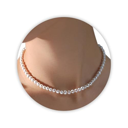 Trinckle Pearl Necklaces for Women, Pearl Choker Dainty Pendant Necklace | White Pendant Choker for Teen Girls, Layered Daisy Jewelry, Wedding Strands for Bride Bridesmaids as Beach Summer Accessories - style: White necklace