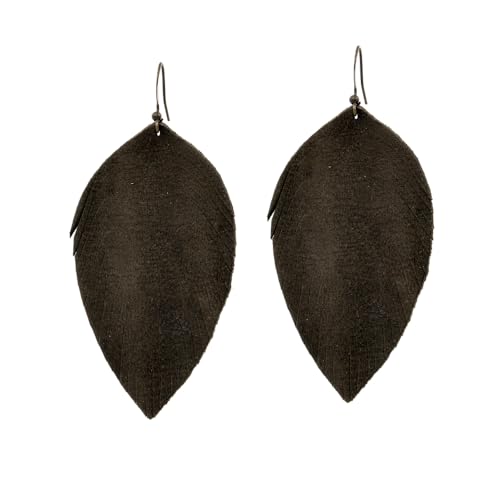 Handmade Genuine Leather Earrings for Women – Long Teardrop Boho Dangles, Lightweight Statement Fashion Jewelry - style: Autumns-Olive Green