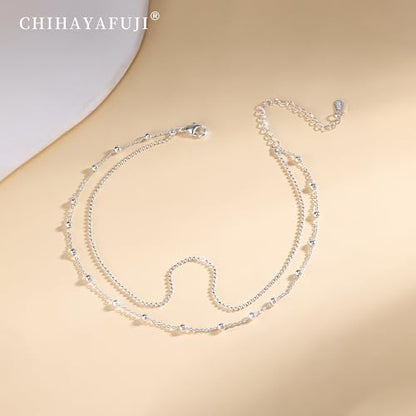 Sterling Silver Ankle Bracelets for Women Gold Waterproof Layered Stackable Dainty Cute Bead Chain Non Tarnish Adjustable Anklet Bracelet for Summer Beach Jewelry Gift - color: gold-A