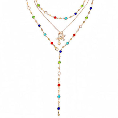 Layered Necklace for Women, Cross Pendant Y Necklace Set, 18K Gold Plated Dainty Stackable Jewelry Gift for Everyday Wear - style: 3PCS - D