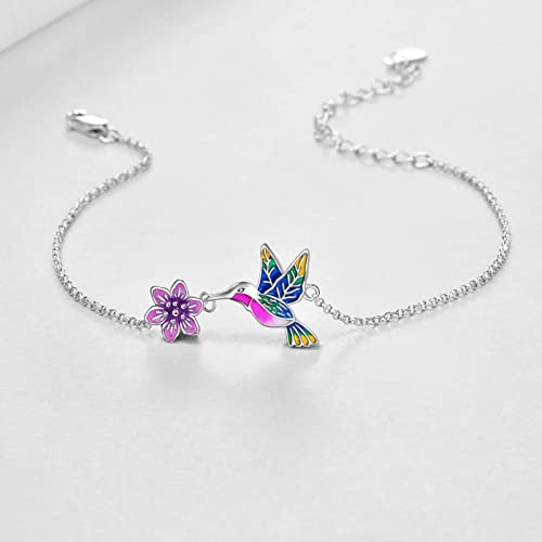 YAFEINI Anklet Bracelets for Women Girls Sterling Silver Hummingbird/Dragonfly/Butterfly Link Chain Anklets Jewelry Gifts - color: Hummingbird chain anklet