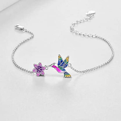 YAFEINI Anklet Bracelets for Women Girls Sterling Silver Hummingbird/Dragonfly/Butterfly Link Chain Anklets Jewelry Gifts - color: Hummingbird chain anklet