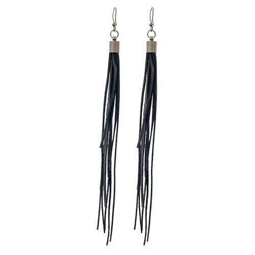 Handmade Genuine Leather Earrings for Women – Long Teardrop Boho Dangles, Lightweight Statement Fashion Jewelry - style: Springs-Navy Blue