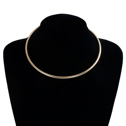 Stainless Steel Collar Necklace for Women Men Minimalist Open Cuff Clavicle Necklace Adjustable African Geometric Metal Choker Statement Jewelry Gifts - color: Gold