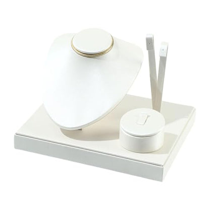Colaxi Jewelry Display Set Earring Stand Multiple Combination Necklace Bust Holder Showcase for Gift Vanity Bedroom Collection Woman, White - color: White