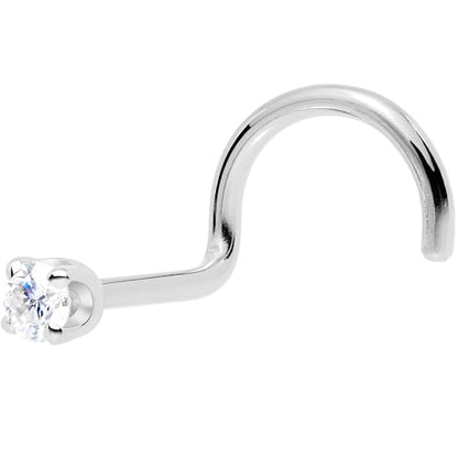 Body Candy 14k White Gold 2mm Cubic Zirconia Nose Stud Screw 20 Gauge
