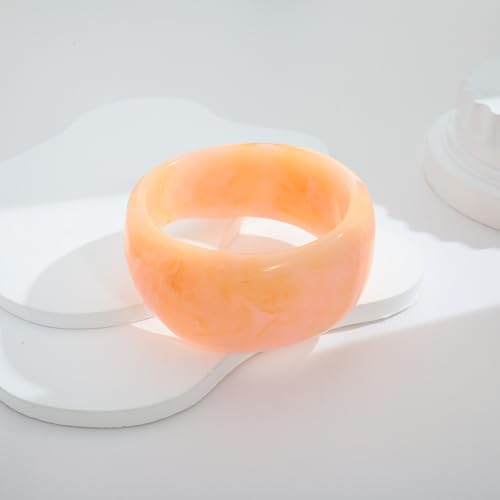Chunky Acrylic Bangles Bracelets For Women Geometric Acrylic Resin Acetate Mottled Wide Bangle Bracelet Statement Colorful Bangles for Party - color: 04-wide bangle