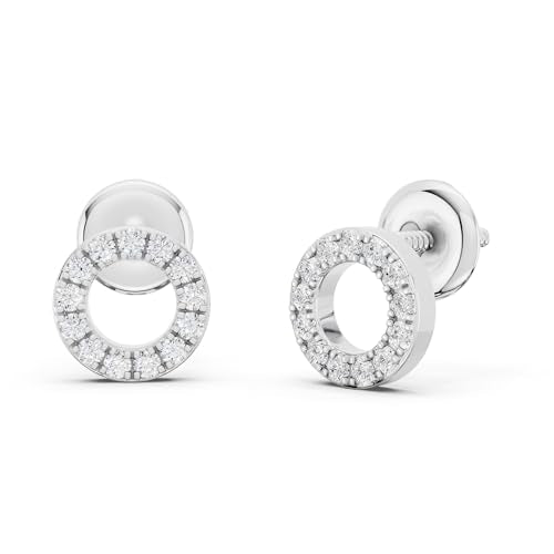 Dazzlingrock Round White Natural Diamond Halo Circle Shape Stud Earrings | 0.10 Ctw | Women | 925 Sterling Silver - color: Screw Back