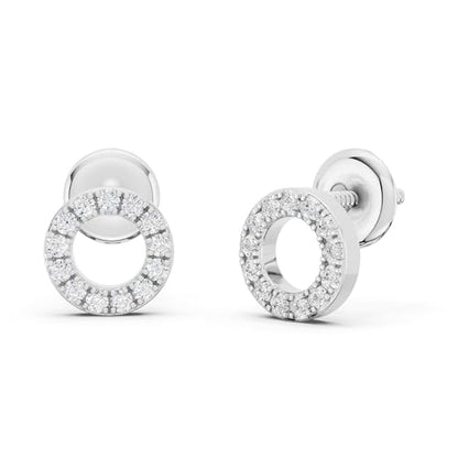 Dazzlingrock Round White Natural Diamond Halo Circle Shape Stud Earrings | 0.10 Ctw | Women | 925 Sterling Silver - color: Screw Back