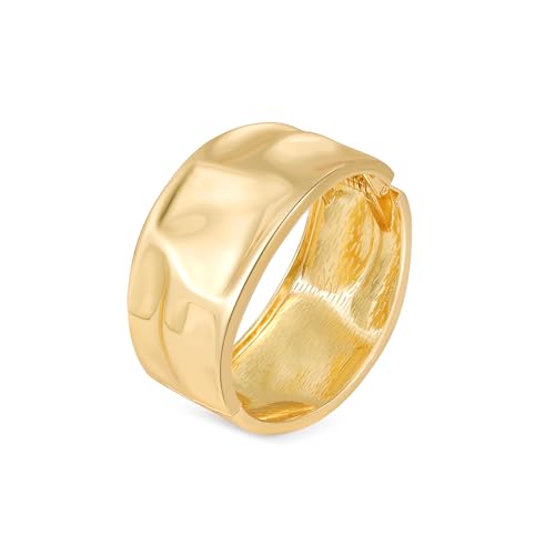 Bangle Bracelets for Women | 14K Gold Plated Trendy Wide Bracelets | Hinged Arm Cuff Bangles Chunky Bracelet for Women - color: Style B-Gold Plated Bangles