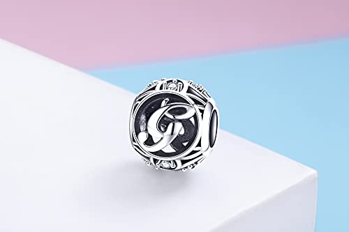 Letter Charms 925 Sterling Silver Initial A-Z Bead Charms | For Bracelets Necklaces, Hypoallergenic,Cubic Zirconia Alphabet Beads, Personalized Gifts for Women - color: G