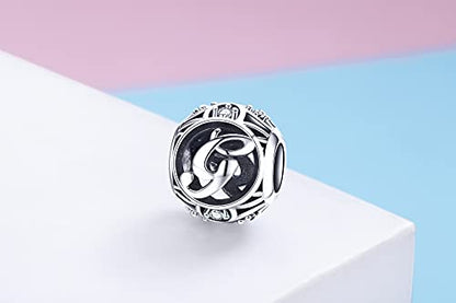 Letter Charms 925 Sterling Silver Initial A-Z Bead Charms | For Bracelets Necklaces, Hypoallergenic,Cubic Zirconia Alphabet Beads, Personalized Gifts for Women - color: G