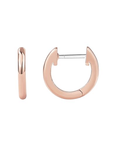 PAVOI Small Gold Hoop Earrings for Women - 14K Gold Plated Huggie Earring | Hypoallergenic Earring Set - Dainty Huggie Hoops with 925 Sterling Silver Posts - Cartilage Hoop Earrings - color: Rose Gold