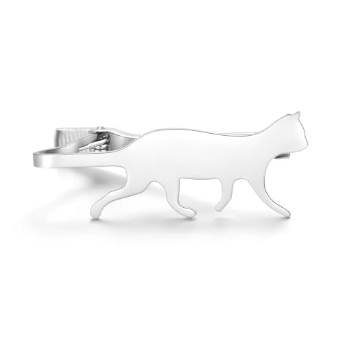 STJARNA Cat Tie Clip Stainless Steel Tie Bar Personalized Unique Gift for Men - style: Classic Silver Cat Clip