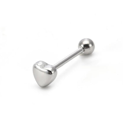 14G Heart Tongue Rings 316L Stainless Steel Tongue Barbell Straight Bar Tongue Piercing Jewelry for Women