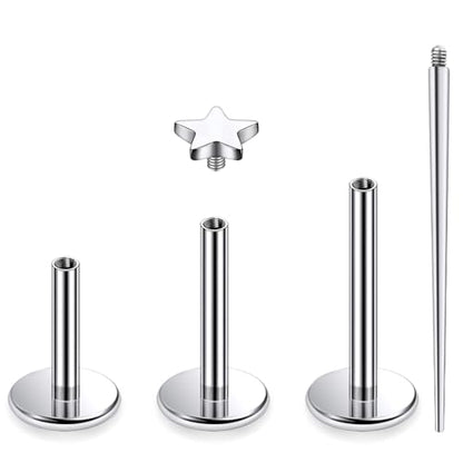 16G Astm F136 Titanium Internal Thread Flat Back Earrings Nose Studs Tragus Forward Helix Conch Cartilage Lobe Earrings Stud Medusa Labret Monroe Lip Ring Piercing Jewelry For Women Men - size: 16G--Style H