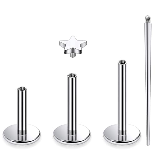 16G Astm F136 Titanium Internal Thread Flat Back Earrings Nose Studs Tragus Forward Helix Conch Cartilage Lobe Earrings Stud Medusa Labret Monroe Lip Ring Piercing Jewelry For Women Men - size: 16G--Style H