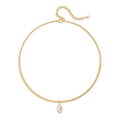 Gold Choker Necklace Dainty 14K Gold Plated Collar Necklace with Cubic Zircon Pendant Necklaces Fashion Minimalist Summer Crystal Collar Necklaces Boho Jewelry - style: CZ Horse eye Shape