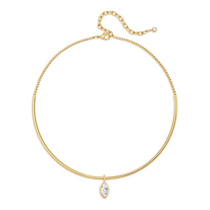 Gold Choker Necklace Dainty 14K Gold Plated Collar Necklace with Cubic Zircon Pendant Necklaces Fashion Minimalist Summer Crystal Collar Necklaces Boho Jewelry - style: CZ Horse eye Shape