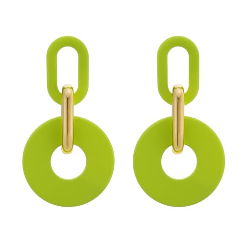 RUOFFETA Acrylic Rectangle Earrings, Fashion Acrylic Square/Oval/Hoop Statement Drop Earrings for Women - color: Green Round