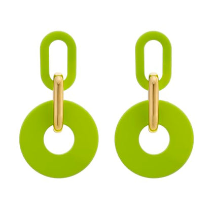 RUOFFETA Acrylic Rectangle Earrings, Fashion Acrylic Square/Oval/Hoop Statement Drop Earrings for Women - color: Green Round