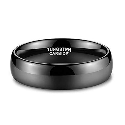 TRUMIUM 2mm 4mm 6mm 8mm Black Tungsten Ring for Men Women Wedding Band Domed High Polish Comfort Fit 4-15 - color: 6mm Black