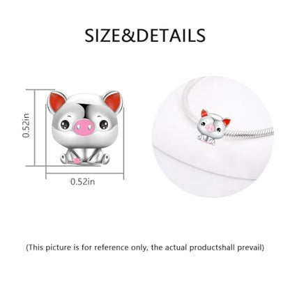 Charm for Bracelets and Necklaces, Heart Animals 925 Sterling Silver Bead Celestial Sun Moon Star Charms Jewelry Gift for Women Girls - color: Cute Pig Charm