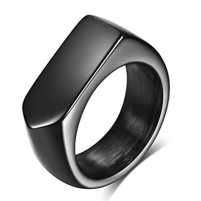 MYNENEY Stainless Steel Square Shape Signet for Men Statement Ring - color: Arrow Black
